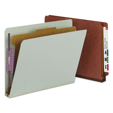 Smead® End Tab Pressboard Classification Folders With Safeshield Coated Fasteners, 3 Dividers, Legal Size, Gray-green, 10-box freeshipping - TVN Wholesale